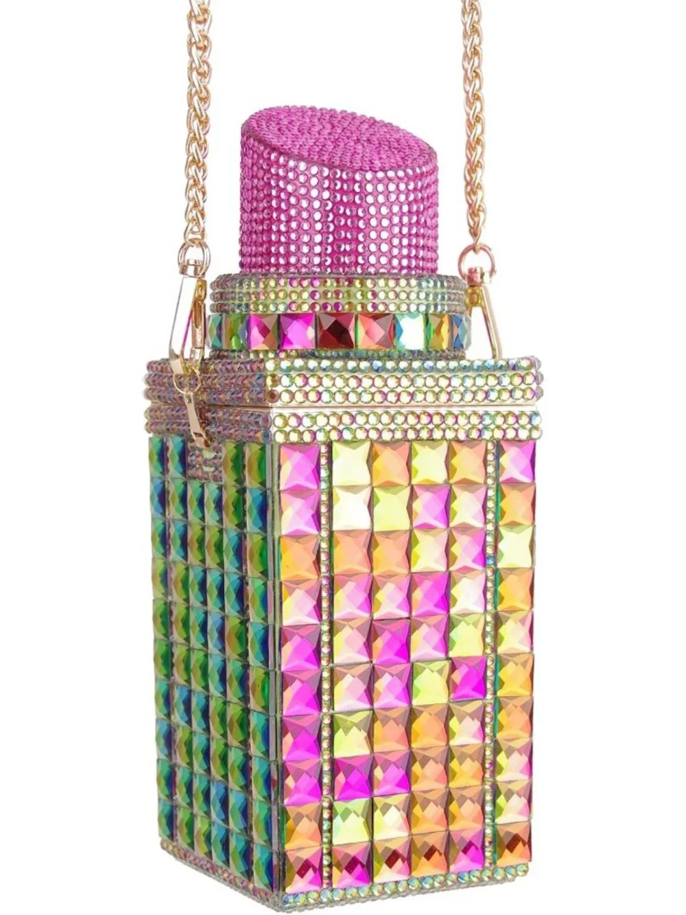 Sparkly Rhinestone Crystal Evening Clutch Bag | Lipstick Shape Purse for Parties